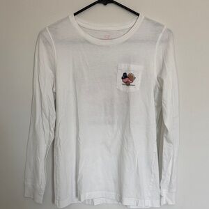 Vineyard Vines White Long-Sleeve Pocket Tee with Colorful Chest Graphic